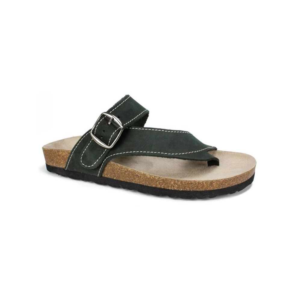 WHITE MOUNTAIN FOOTBEDS Womens Black Contrast Carly Leather Thong Sandals 5 M